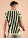 Olive Green Striped Flat Knit Shirt